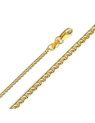 14K Yellow Gold 1.5mm Flat Open wheat Chain Necklace with Lobster Claw Clasp
