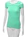 Doublju Women Short Sleeve Shoulder Lace Designed Round Neck Slim Fit Top