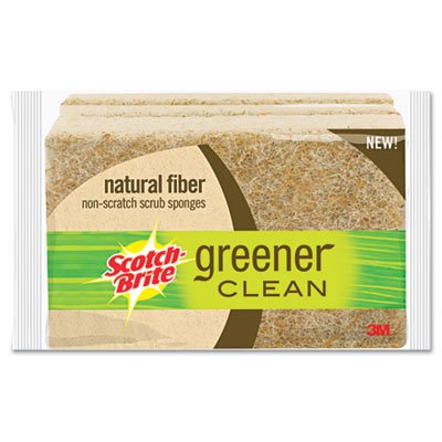 MMM97033 - Greener Clean Natural Fiber Non-Scratch Scrub Sponge