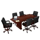 8' Conference Table with Grommets and 6 Leather Chairs Set