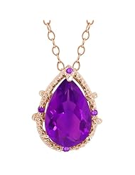 2.62 Ct Pear Shape Purple Amethyst Gold Plated Sterling Silver Pendant