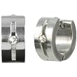 6mm Stainless Steel Cubic Zirconia Slit Huggie Hoop Earrings