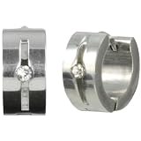 6mm Stainless Steel Cubic Zirconia Slit Huggie Hoop Earrings