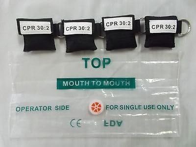 50 Black CPR Mask Keychain Face Shield
