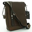 Rowallan Baltimore Leather North/South Messenger Bag Unisex Chestnut Brown