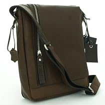 Rowallan Baltimore Leather North/South Messenger Bag Unisex Chestnut Brown