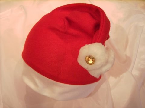 Weihnachtsmann-Mütze mit 2 Bommeln und 2 Glocken