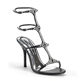 41Ry%2BCaOPmL. SL160  4 Inch Womens Sexy Strappy Sandals High Heel Shoes T Strap Quadri Band Sandal With Rhinestones Black or Gold or Silver