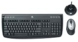 Logitech Cordless 1500 Rechargeable Desktop - Keyboard - wireless - RF - mouse - USB / PS/2 wireless receiver - black - German - OEM