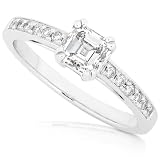 5/8ctw 14K White Gold Asscher Cut Diamond Engagement Ring (HI/SI-I1)-Size 8