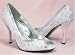 White & Silver Lace Wedding Peep-Toe Formal Pumps