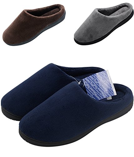 HomeTop Soft Winter Warm Memory Foam Coral Fleece House Slippers for Men - Assorted Styles & Color