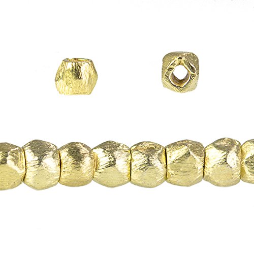 3mm 14kt Gold Plated Copper Brushed Faceted Nugget Beads 8 inch 76 beads