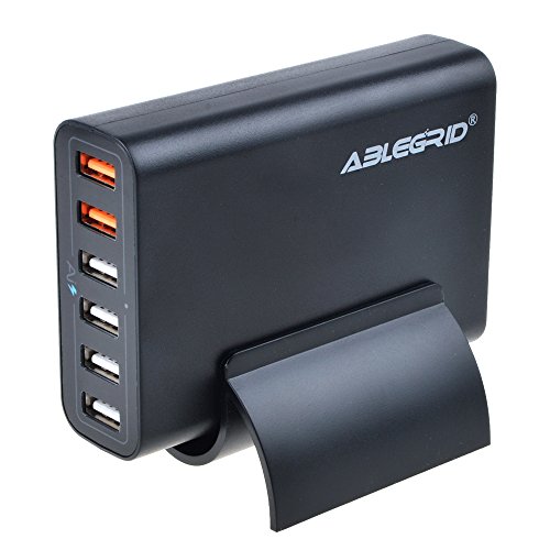 Quick Charge 2.0, ABLEGRIDÂ® 60W Multi-port USB Charger 6 Ports Intelligent Desktop Charging Station Portable Travel Charger for iPhone iPad Samsung HTC Nexus and More (Black)