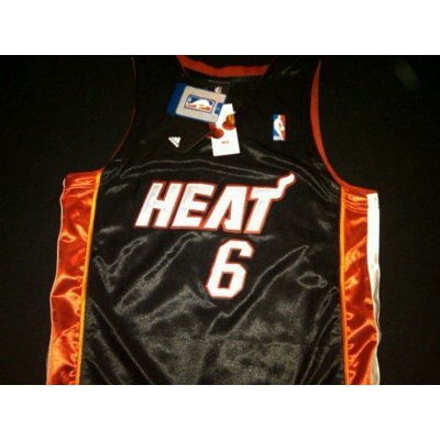 Authentic LeBron James Black Road Miami Heat Jersey Size 52