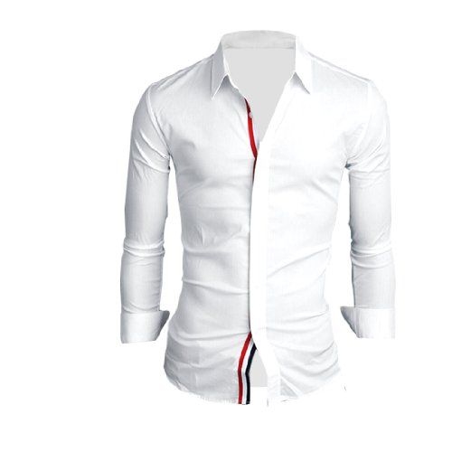 Mans Stylish Point Collar Long Sleeve Stripes Detail Button Down Shirt
