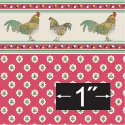 Dollhouse Wallpaper Kitchen Rooster Red