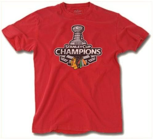 Chicago Blackhawks NHL Women's Vintage 2010 Stanley Cup Champions Slim Tight Fitted Cut T-shirt Red (Small)
