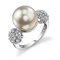 Exquisite Elegance: Sterling Silver Vintage Style White Pearl/CZ Diamond Engagement Ring