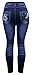 Enimay Women's Plus Size Jean Look Leggings Tights Pants Floral Design Fashion Blue Hibiscus Plus Size