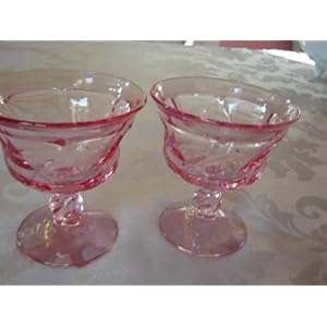 Set of Two Rose Red Crystal Sherbets