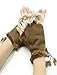Ladies Manmade Cony Hair Decor Red Faux Suede Fingerless Gloves Mitten Pair