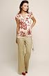 The Olian Surplice Banded Bottom Paisley & Checkered Twin Print Top
