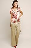 The Olian Surplice Banded Bottom Paisley & Checkered Twin Print Top