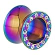 1/2" Rainbow Anodized Titanium Jeweled Saddle Plug
