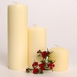 Hannas 3-by-9-Inch Pillar Unscented Candle, Ivory