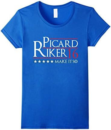 Women's Make It So Picard Riker 2016 Funny T-Shirt Large Royal Blue