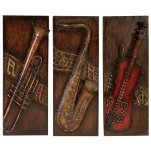 Set of 3 Beautiful Musical Instrument Metal Wall 