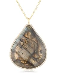 Marcia Moran "Russet" Gold Plated Cubic Zirconia Surrounding Large Pear Shaped Pendant Necklace, 28"
