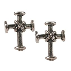 Stud Earrings Sterling Silver - Medieval Cross