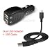 2-Port Dual USB Car Charger Adapter with USB Charging Data Cable For TracFone / Net10 LG LG501C / 900g / 800g / 500g / 420g
