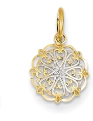 14k & Rhodium Small Polished and Textured Charm