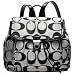 Coach Poppy Op Art Signature Backpack Daypack 17891 Black White
