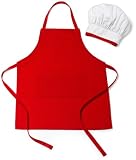 DII Kids Cooking Set: White Chefs Hat and Red Apron