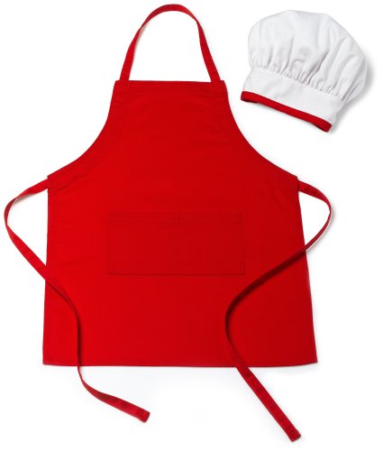 DII Kid's Cooking Set: White Chef's Hat and Red Apron