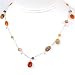 Sterling Silver Wood and Genuine Stone Adjustable Chain Necklace 16+2in