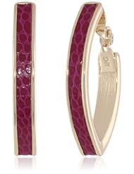 Anne Klein "Dalton" Gold-Tone Cranberry Clip-On Hoop Earrings