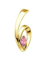 18K Yellow Gold Marquise Cut Pink Tourmaline Pendant -- LIFETIME WARRANTY