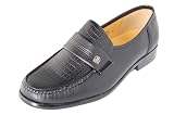 BLACK ELEGANT EXOTIC MOC TOE DESIGNER SLIP ON DRESS SHOE FOR MEN by GIORGIO at AMERICAN SHOE FACTORY Style# 8190 BLACK LEATHER EXOTIC