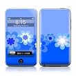Retro Blue Flowers Design Apple iPod Touch 2G (2nd Gen) / 3G (3rd Gen) Protector Skin Decal Sticker
