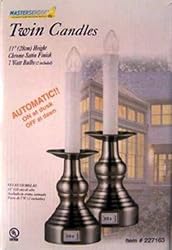 SET OF TWO CHROME 11inch SATIN CANDLE LAMP AUTO ON OFF