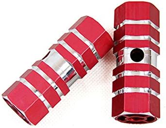 KongYiJi 1 Pair BMX Mountain Bike Bicycle Antislip Cylinder Aluminum Alloy 3/8" Standing Axle Foot Pegs (Red)