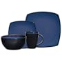 Gibson Soho Lounge Square 16-Piece Dinnerware Set, Blue, Service for 4