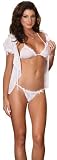 Sexy White Sleepwear Bra Lingerie Set with Open Crotch Panties