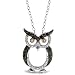 10k White Gold Black & White Champagne Diamond Owl Pendant (1/4 cttw), 18
