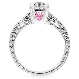 Shayla's Engagement Ring - Asscher Cut CZ & Pink Heart CZs - Silver